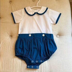 Navy and White Kids Romper
